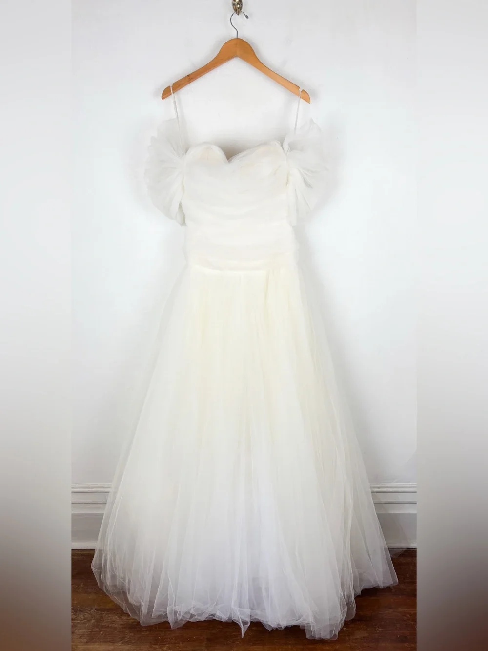 Vintage Oscar de la Renta Ivory Tulle Strapless Wedding Gown Sz S - Picture 14 of 16